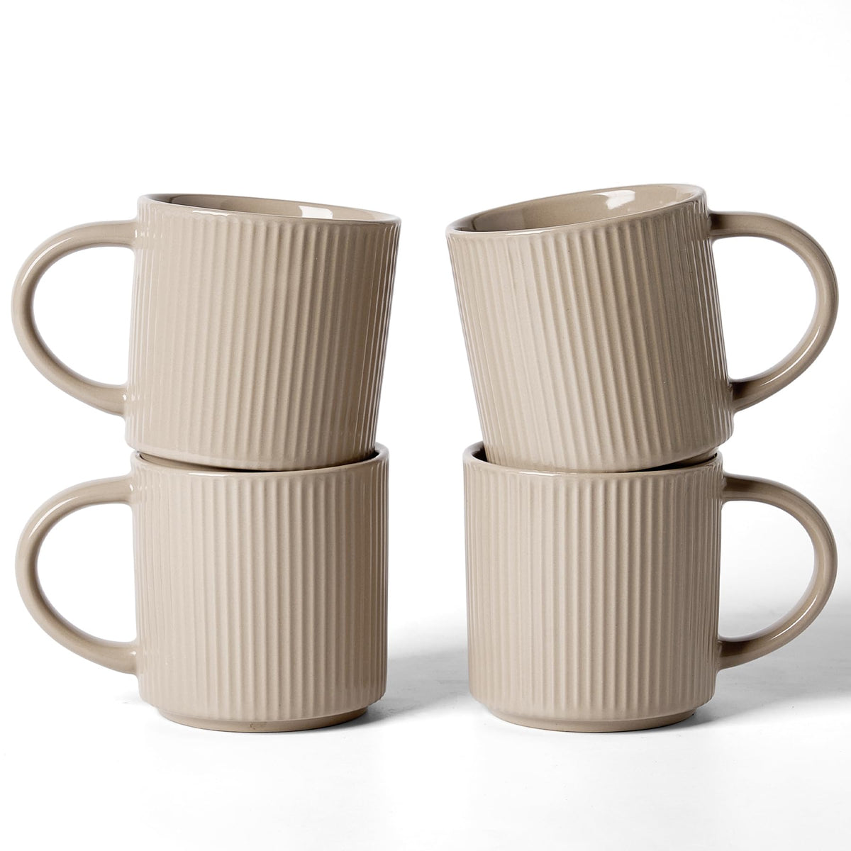 famiware Coffee Mug Set of 4, Star 12 oz Ceramic Mugs Cups Set with Handle