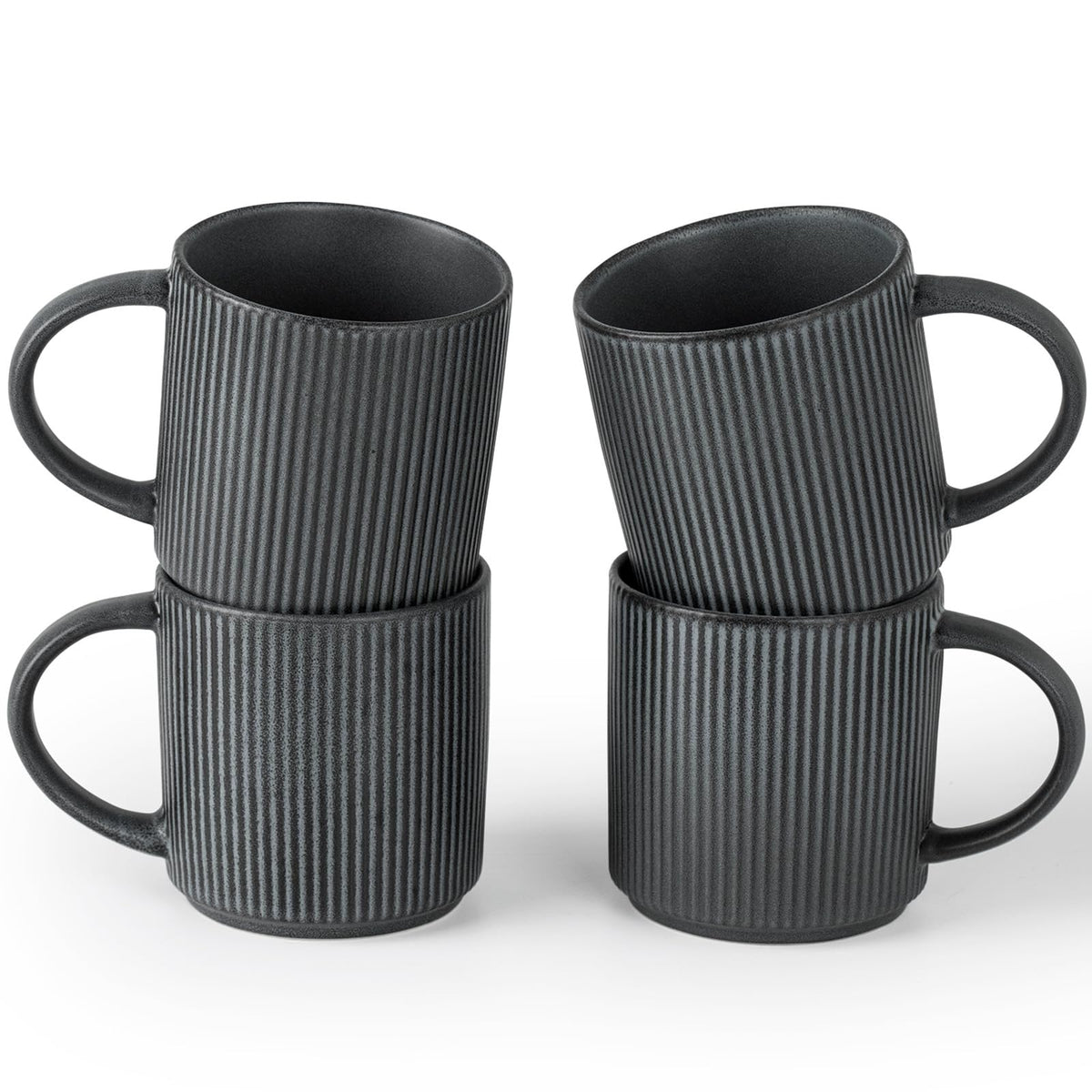 famiware Coffee Mug Set of 4, Star 12 oz Ceramic Mugs Cups Set with Handle