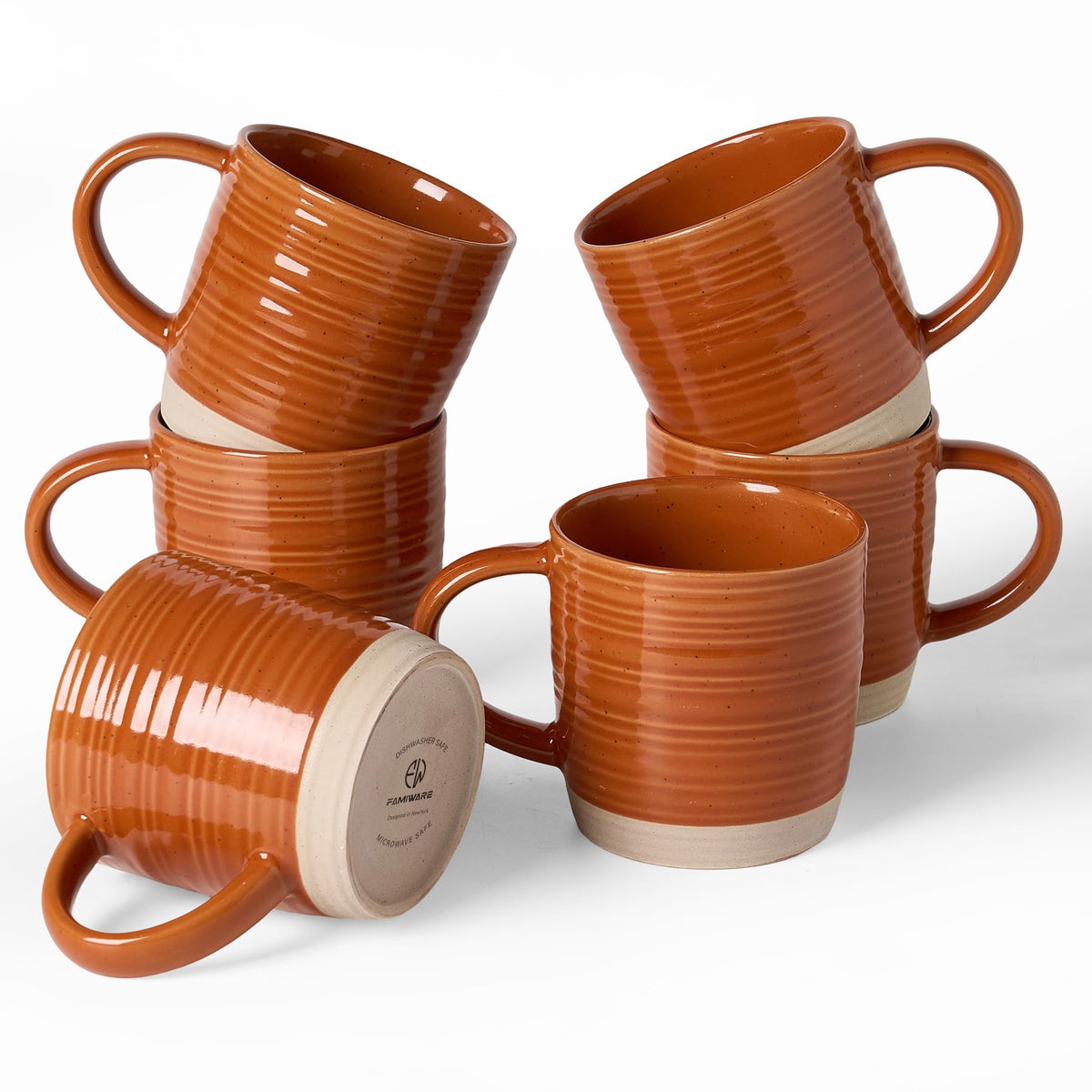 famiware Coffee Mugs Set of 6, 13 oz Mug Set, Ceramic Cup Set with Handle