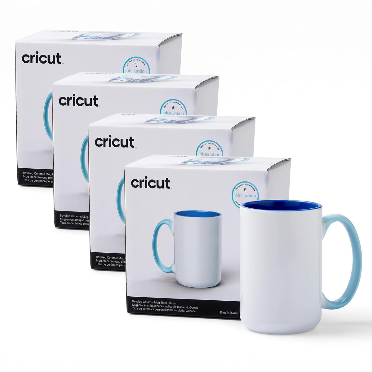 Cricut Beveled Blank Mug to Decorate, White/Gray