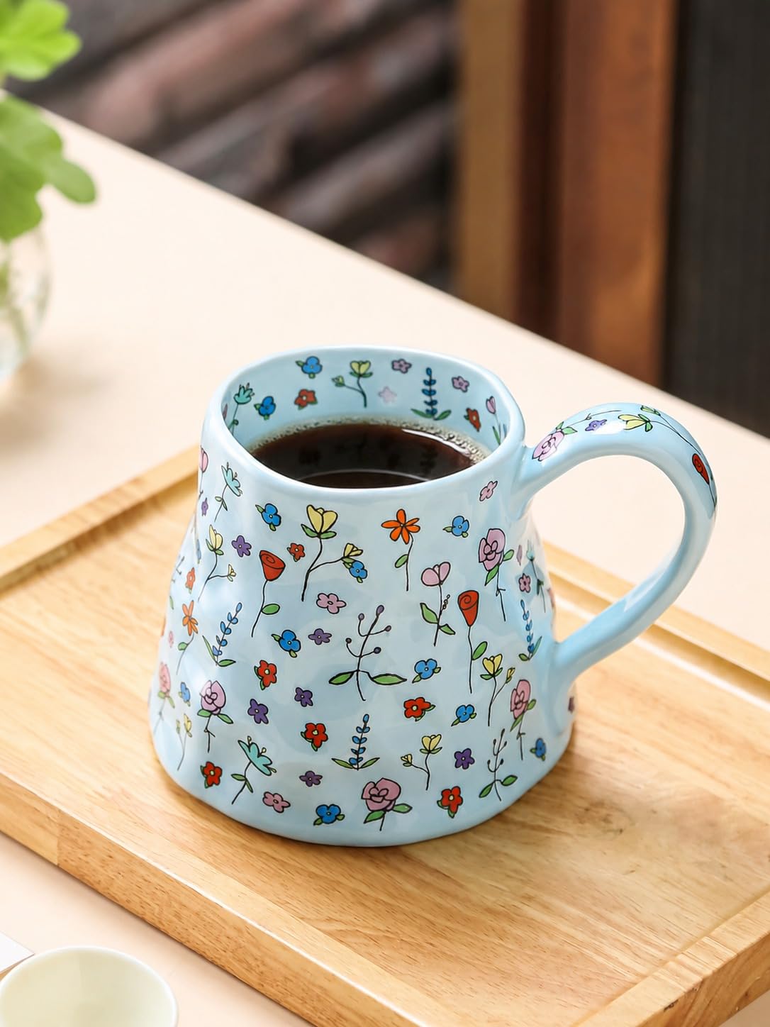 20oz Large Floral Coffee Mug with Big Handle, Mother's Day & Christmas Gift