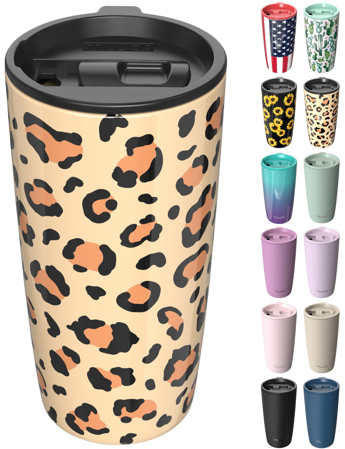 TILUCK 12 oz Insulated Coffee Mug with Lid and Handle