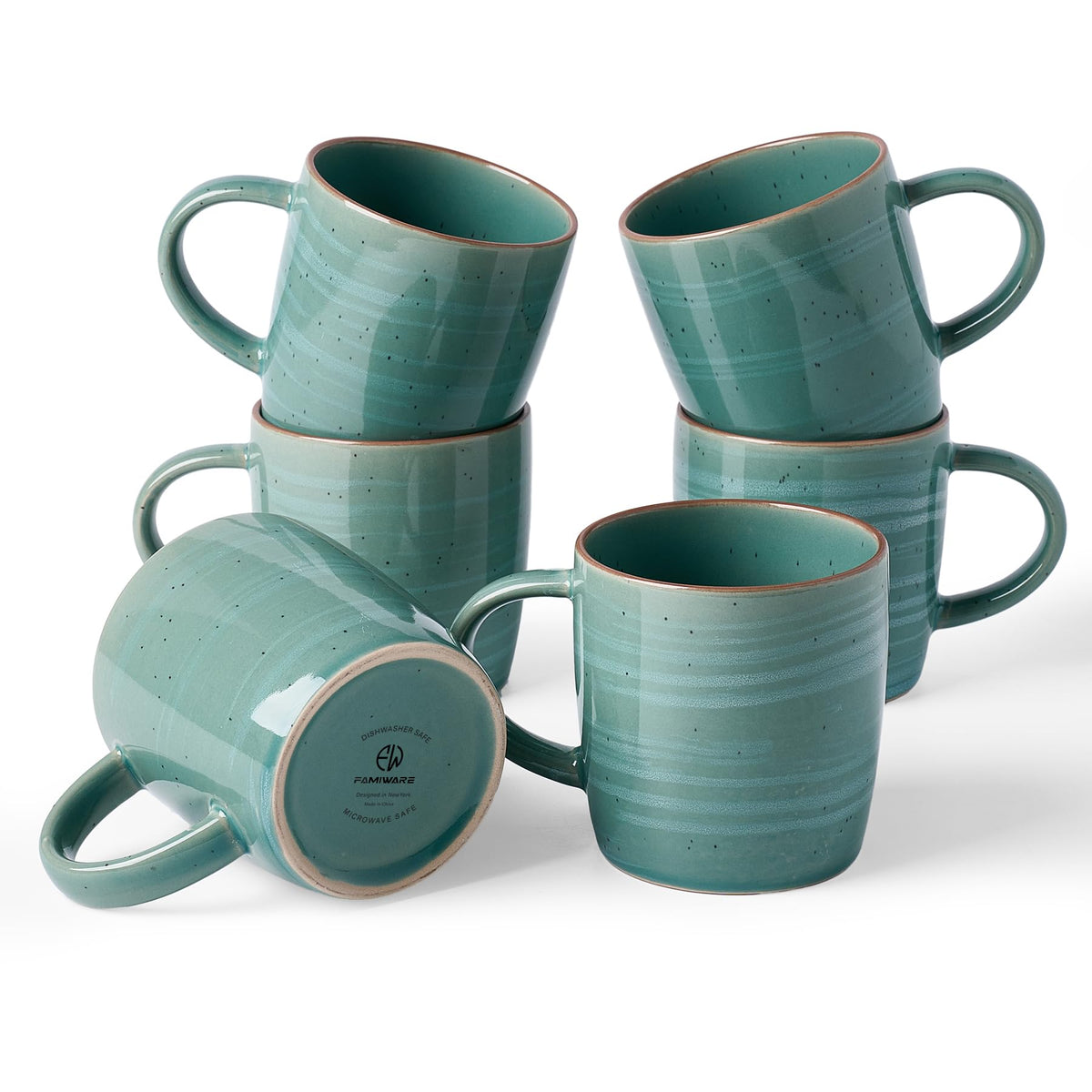 famiware Mercury Coffee Mugs 13 oz, Coffee Mugs Set of 4 with Handle, Cups for Latte, Hot Tea, Cappuccino, Mocha, Cocoa, Multi-color