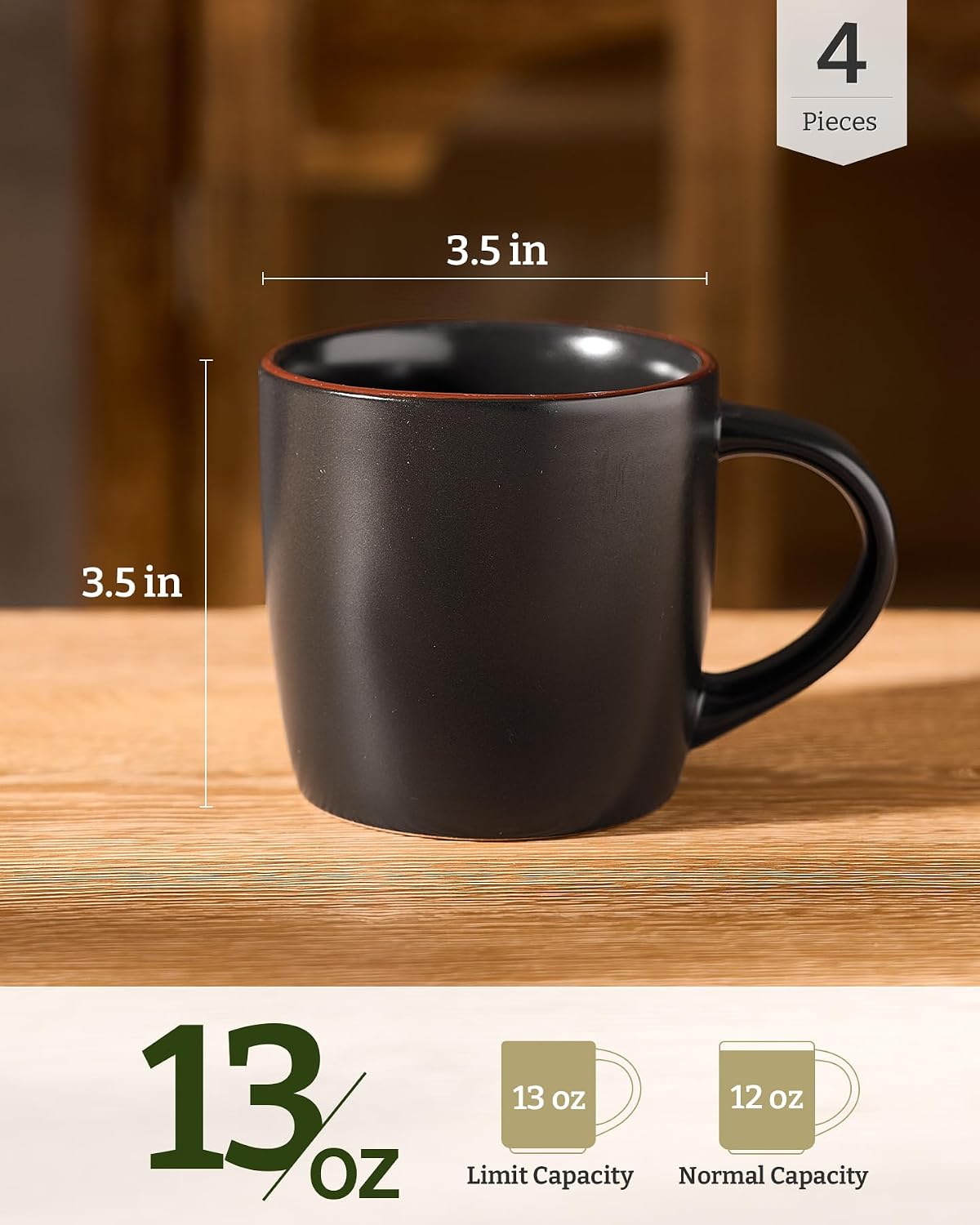 famiware Mercury Coffee Mugs 13 oz, Coffee Mugs Set of 4 with Handle, Cups for Latte, Hot Tea, Cappuccino, Mocha, Cocoa, Multi-color