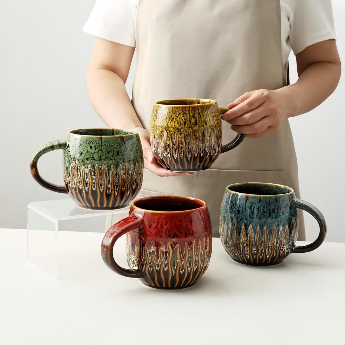 Large Ceramic Coffee Mug - 20oz Big Tea Cup, Red