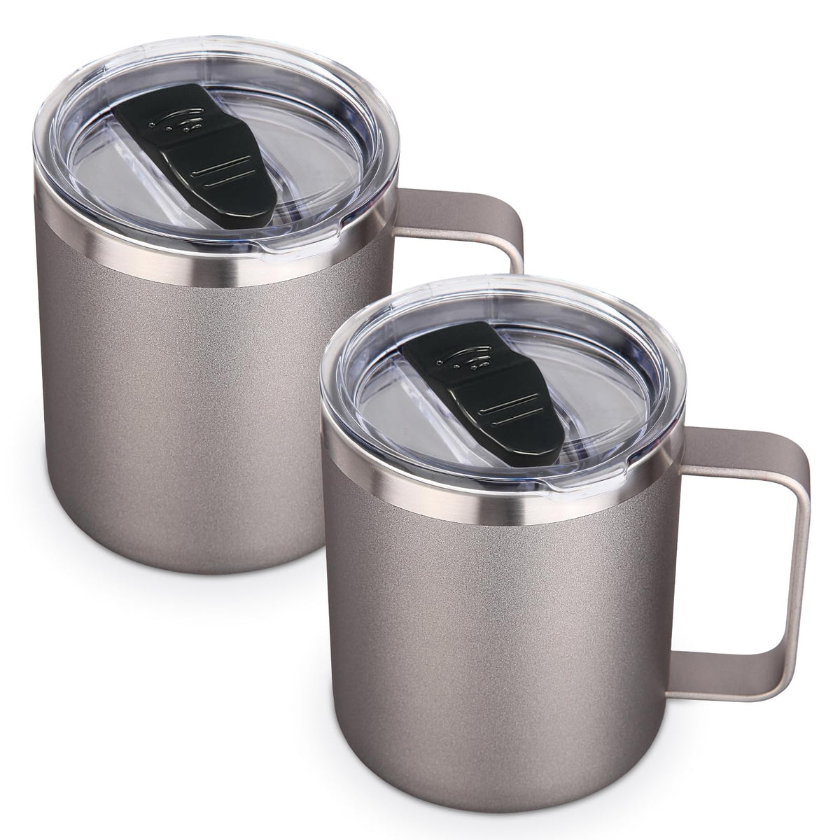 Volhoply 14oz Insulated Stainless Steel Coffee Mug with Lid Bulk 8 Pack,Double Wall Vacuum Travel Coffee Cup with Handle,Reusable Metal Cups Tumbler Cup, Camping Mugs,Ideal Gifts(Mix,8)