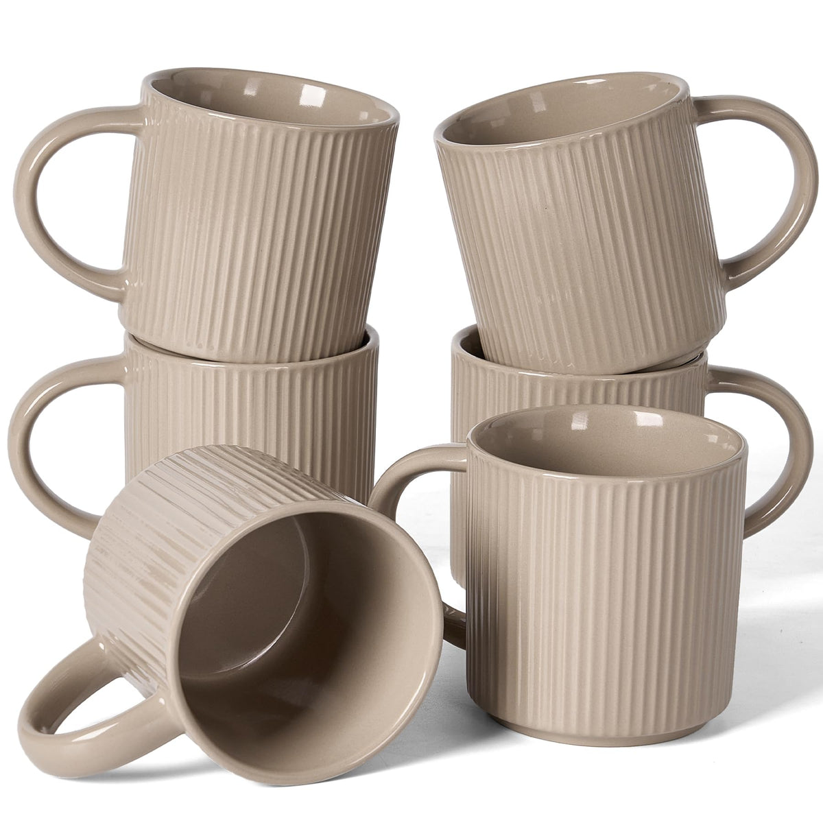 famiware Coffee Mug Set of 4, Star 12 oz Ceramic Mugs Cups Set with Handle
