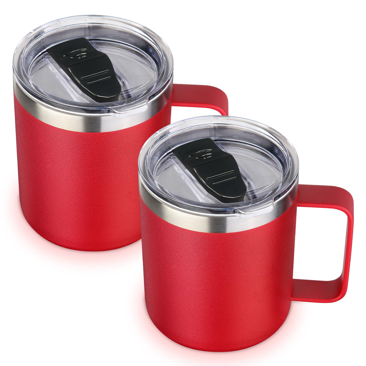 Volhoply 14oz Insulated Stainless Steel Coffee Mug with Lid Bulk 8 Pack,Double Wall Vacuum Travel Coffee Cup with Handle,Reusable Metal Cups Tumbler Cup, Camping Mugs,Ideal Gifts(Mix,8)