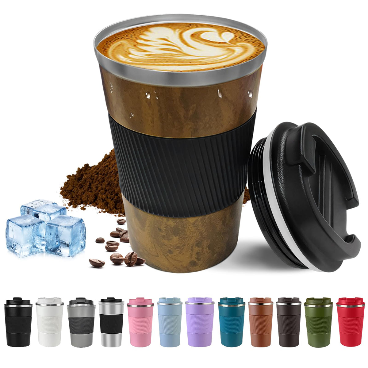 Vacuum Insulated Stainless Steel Travel Coffee Mug,Leak Proof Cup with Lid