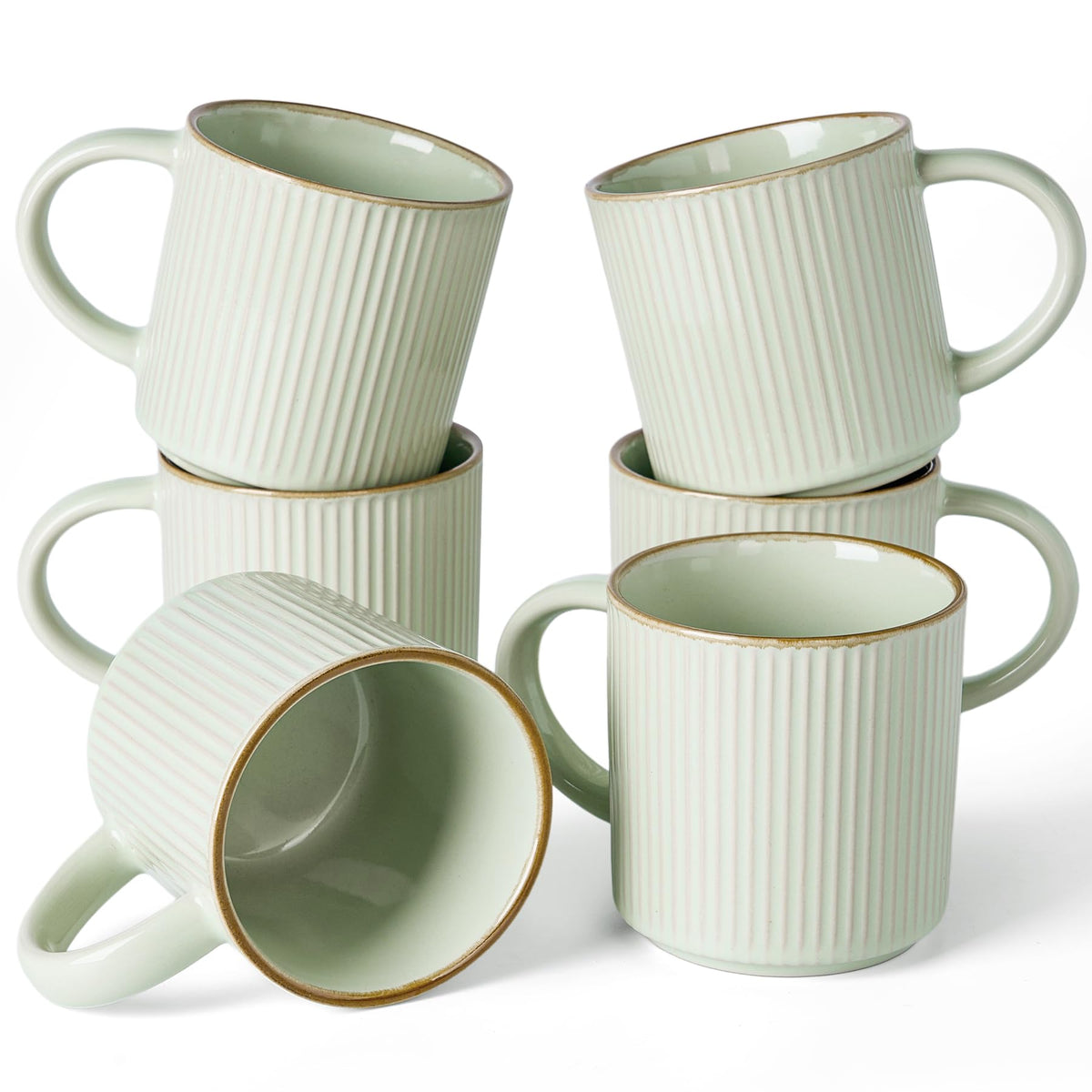 famiware Coffee Mug Set of 4, Star 12 oz Ceramic Mugs Cups Set with Handle
