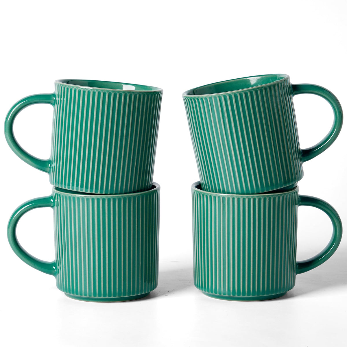famiware Coffee Mug Set of 4, Star 12 oz Ceramic Mugs Cups Set with Handle