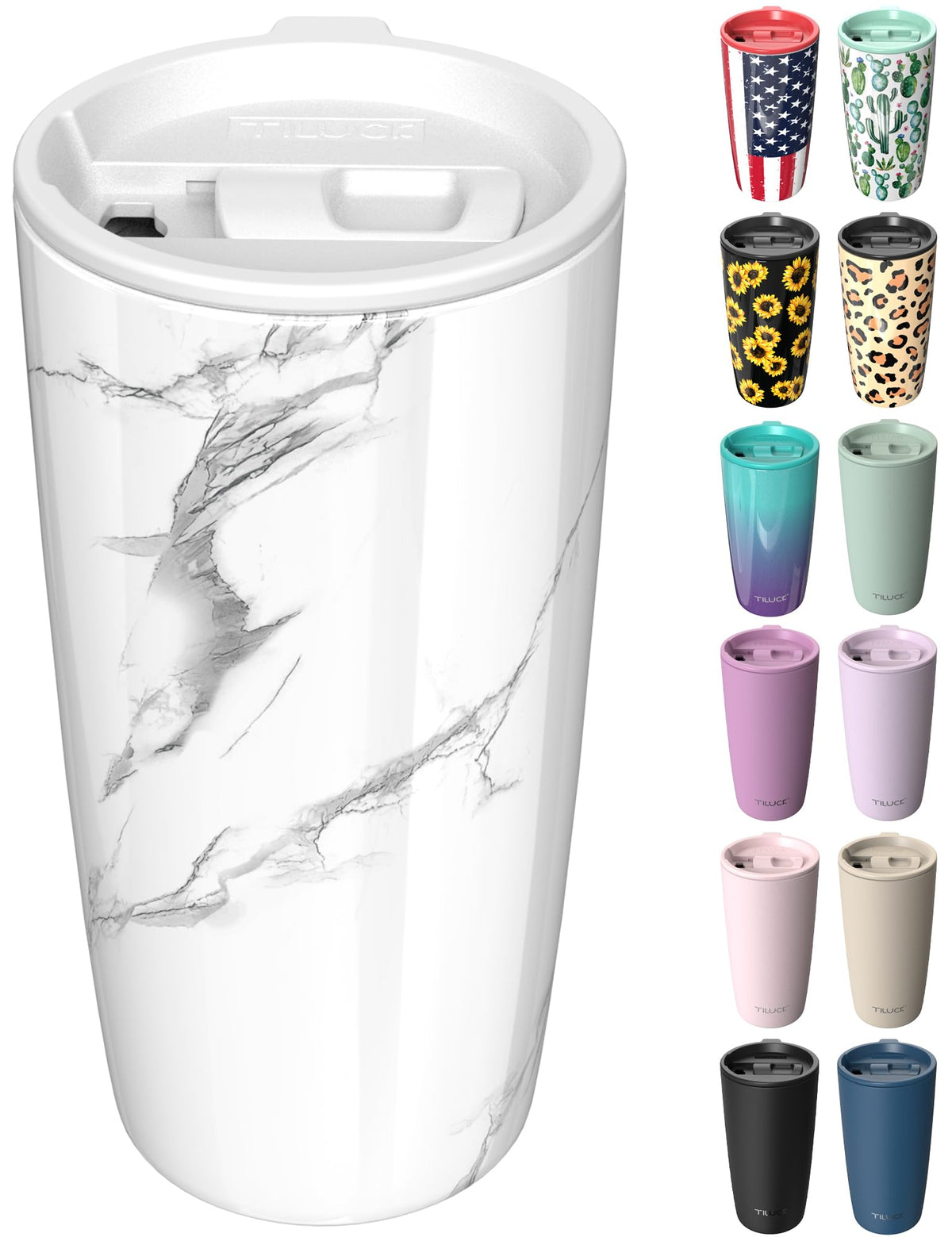 TILUCK 12 oz Insulated Coffee Mug with Lid and Handle