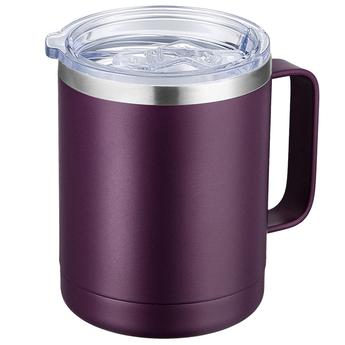 MEWAY 12oz Coffee Mug With Handle and Sliding Lid,Stainless Steel Travel Tumbler Cup with Handle,Double Wall Vacuum Insulated Camping Cup for Hot & Cold Drinks Tea (Lilac,Set of 1)