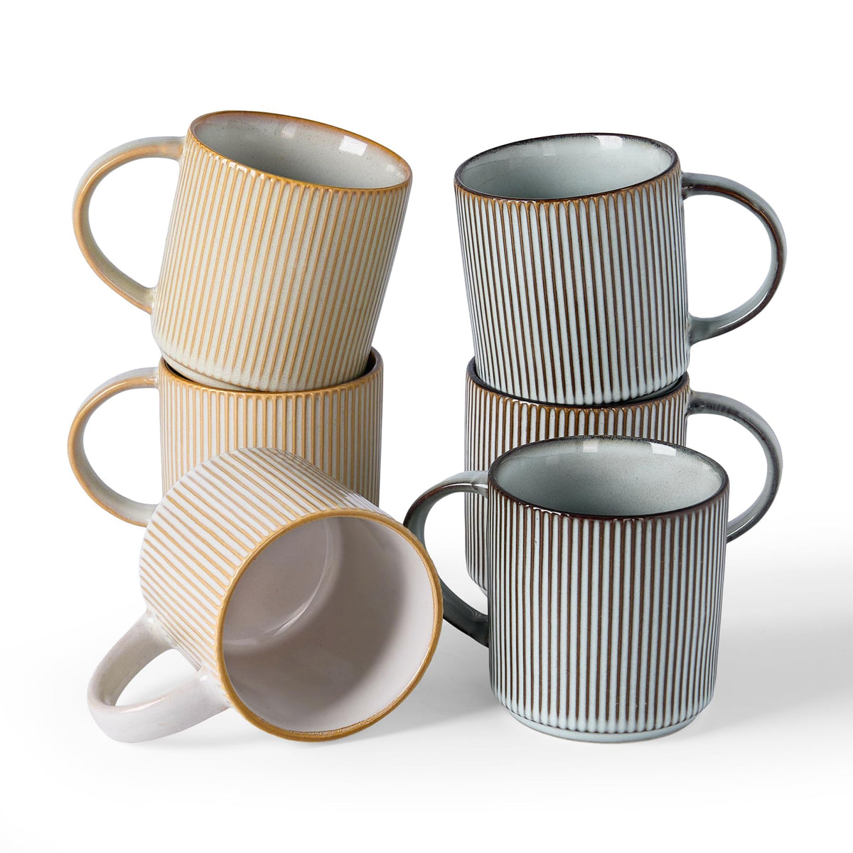 famiware Coffee Mug Set of 4, Star 12 oz Ceramic Mugs Cups Set with Handle
