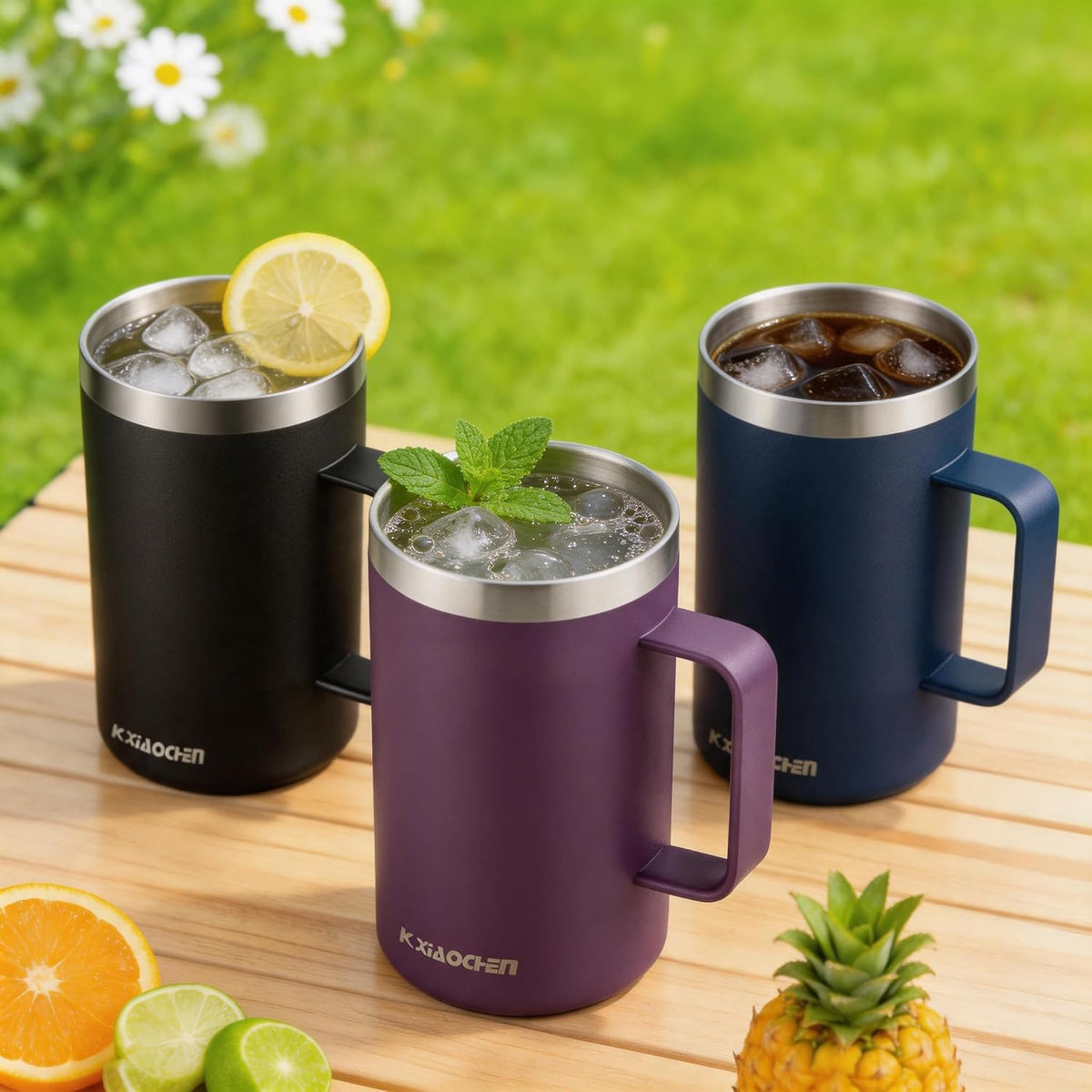 KXIAOCHEN 20 oz Insulated Coffee Mug, Coffee Cup with Lid and Wide Handle
