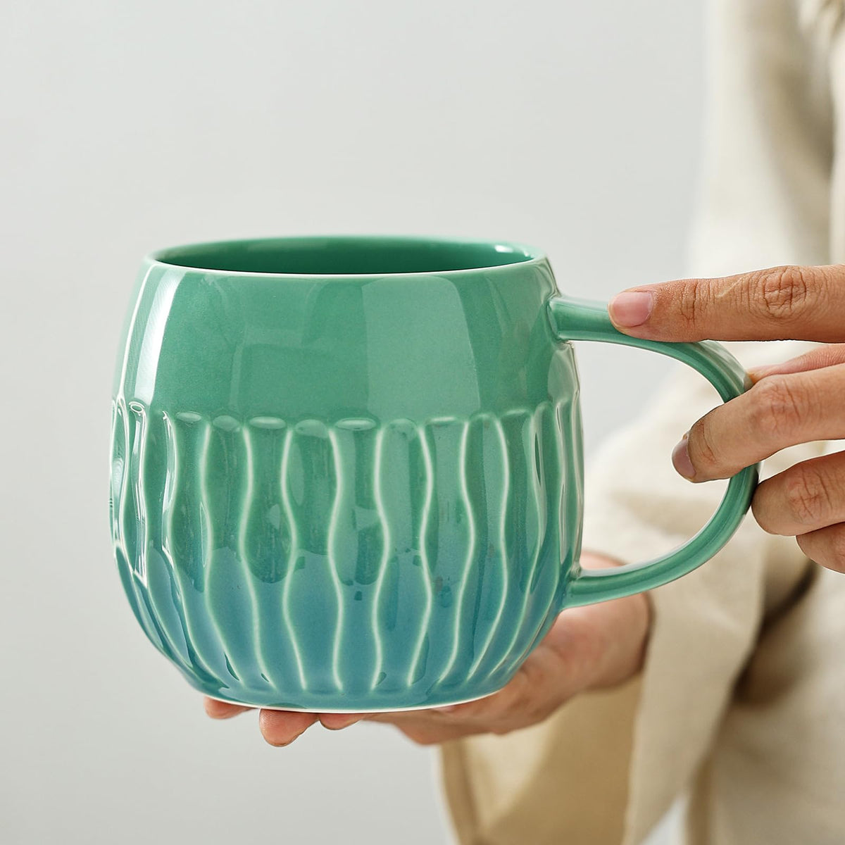 Large Ceramic Coffee Mug - 20oz Big Tea Cup, Red