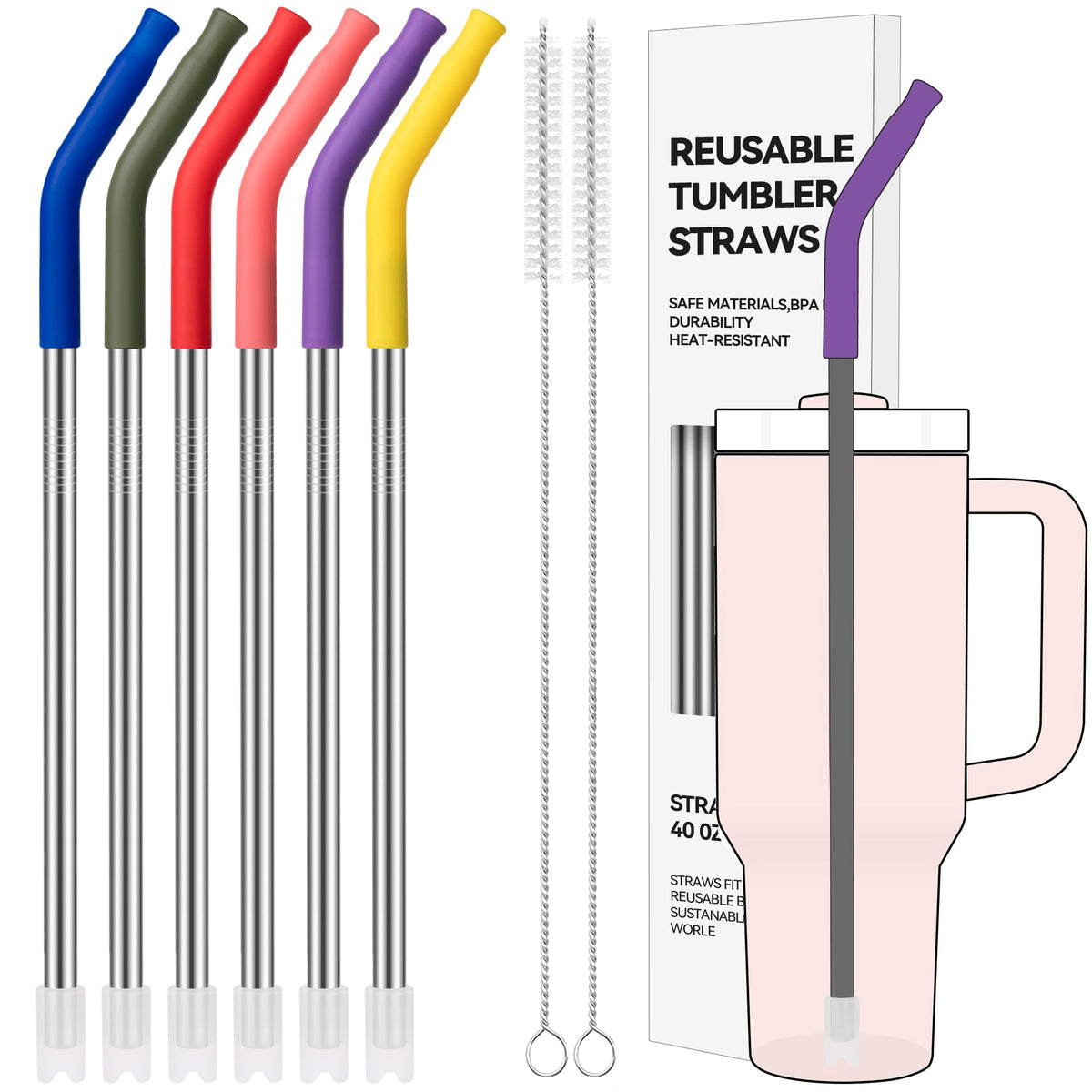 40 oz Straight Metal Straws for 40 oz Stanley Tumbler
