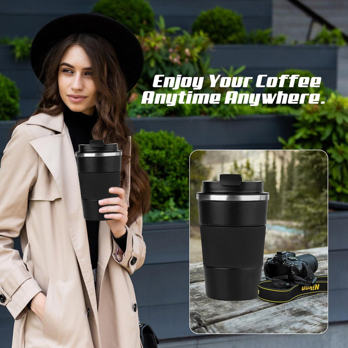Vacuum Insulated Stainless Steel Travel Coffee Mug,Leak Proof Cup with Lid