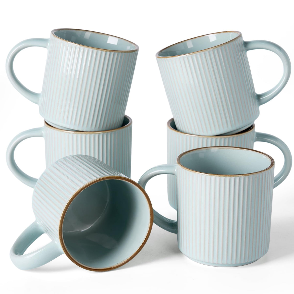 famiware Coffee Mug Set of 4, Star 12 oz Ceramic Mugs Cups Set with Handle