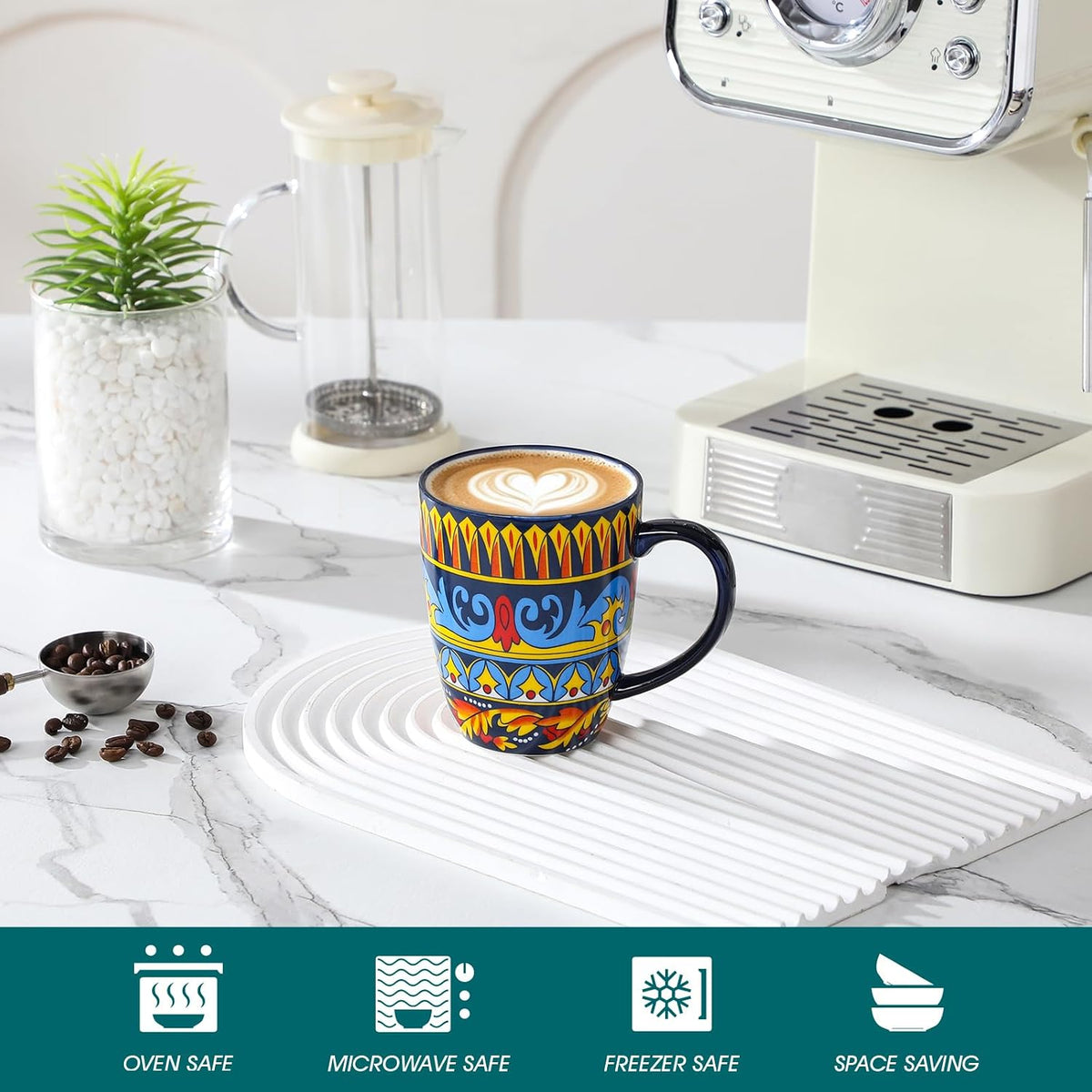 vancasso KRVI Ceramic Coffee Mugs, Set of 6, 12 oz