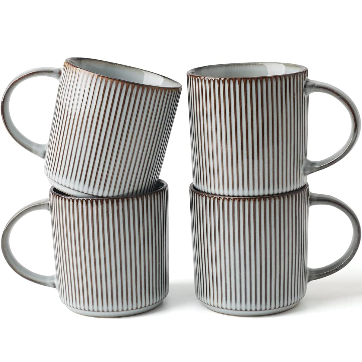 famiware Coffee Mug Set of 4, Star 12 oz Ceramic Mugs Cups Set with Handle