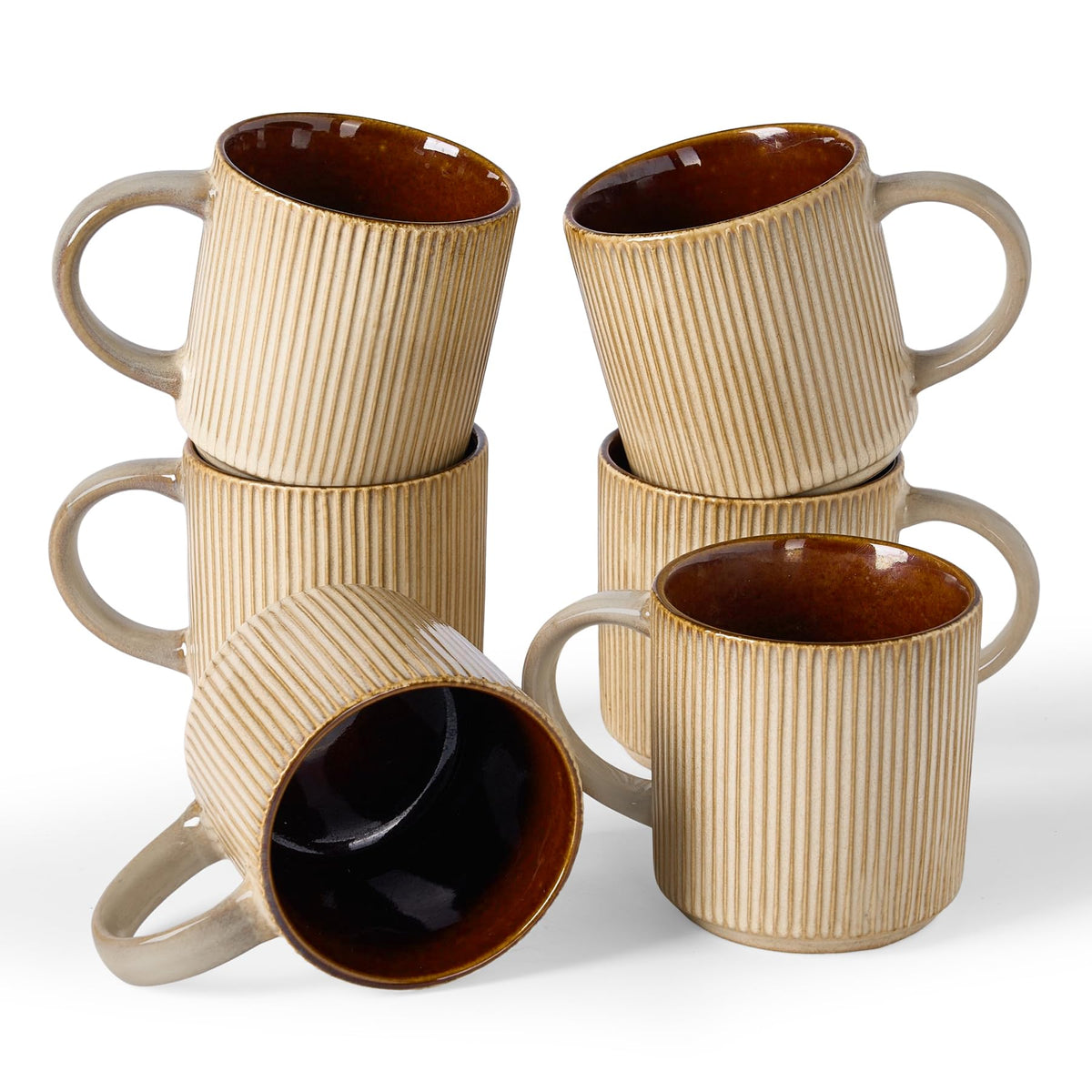 famiware Coffee Mug Set of 4, Star 12 oz Ceramic Mugs Cups Set with Handle