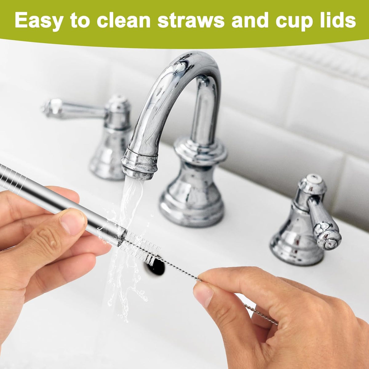 Metal Straw Replacement for Owala Water Bottle 24 oz 32 oz Accessories, With 2 Straw Cleaner, Reusable Stainless Steel Straws Compatible With Owala Water Bottle - 4pcs