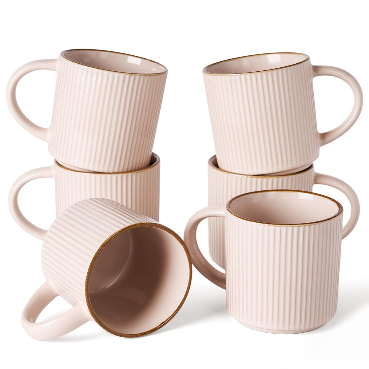 famiware Coffee Mug Set of 4, Star 12 oz Ceramic Mugs Cups Set with Handle
