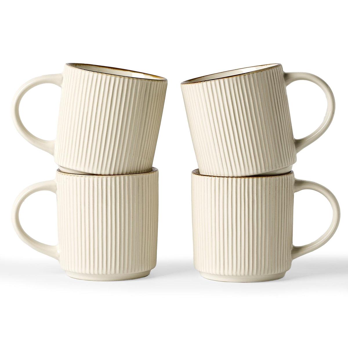 famiware Coffee Mug Set of 4, Star 12 oz Ceramic Mugs Cups Set with Handle