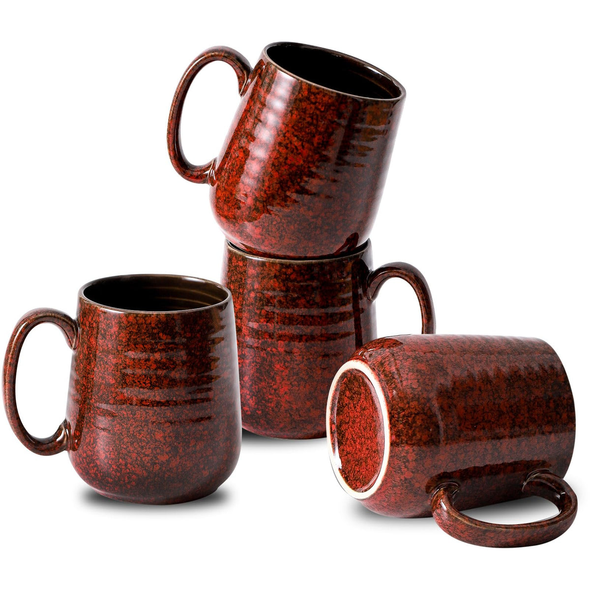 HASENSE Coffee Mugs Set of 4, 15 Ounce Ceramic Coffee Cups with Handle, Large Mug Set for Latte, Tea, Chocolate, Modern Cup Gift for Men and women, Dishwasher & Microwave Safe(Blue)