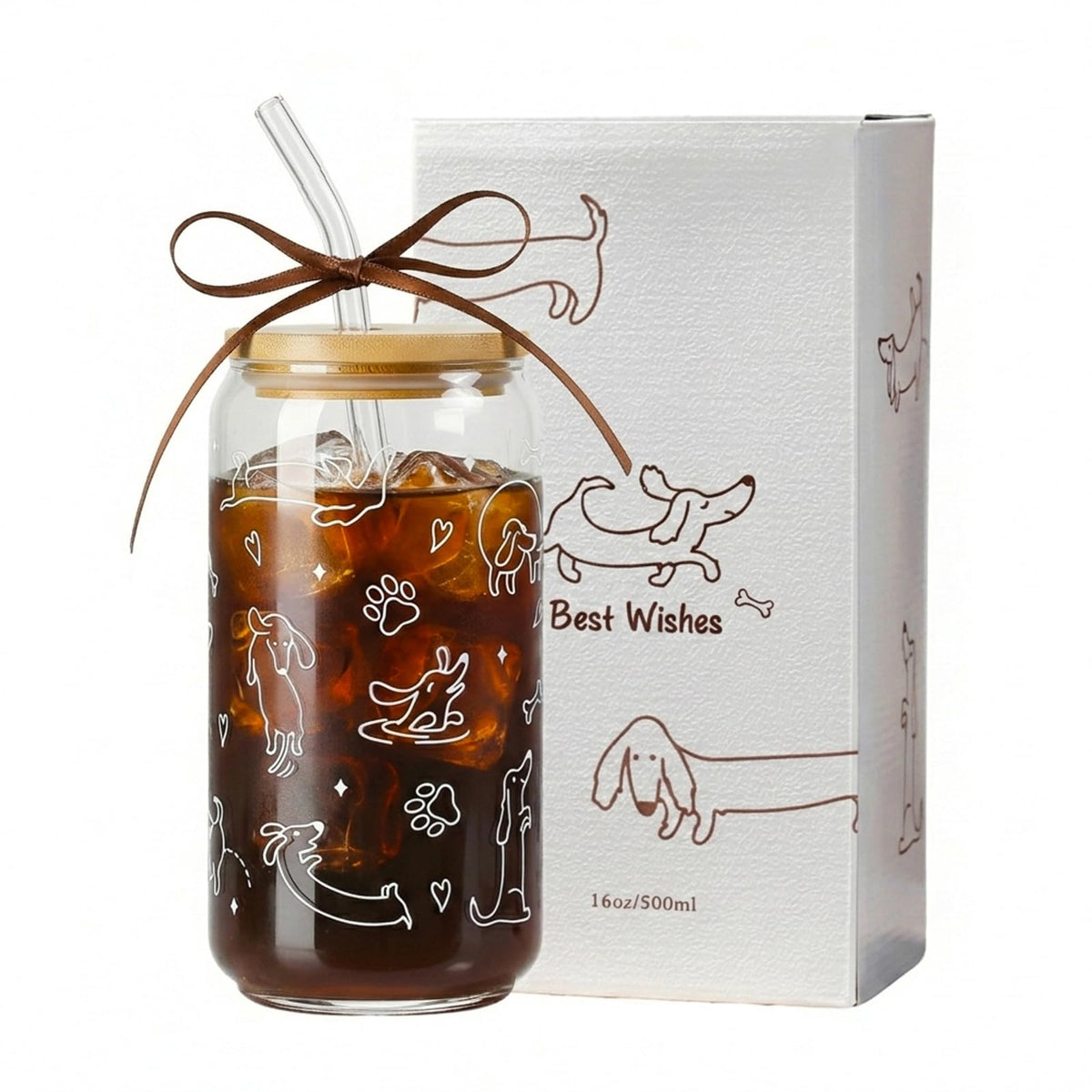 Floral Gifts for Women, Flower Glass Cup with Lid and Straw