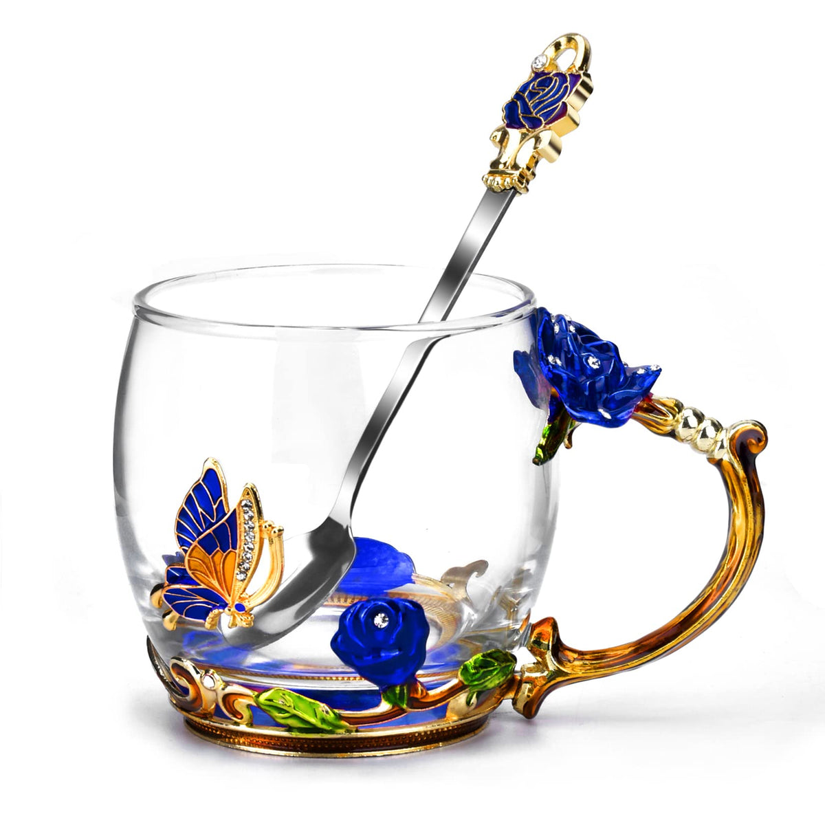 Tea Cup Glass Coffee Enamels Mug Gifts for Mom Women Christmas Birthday