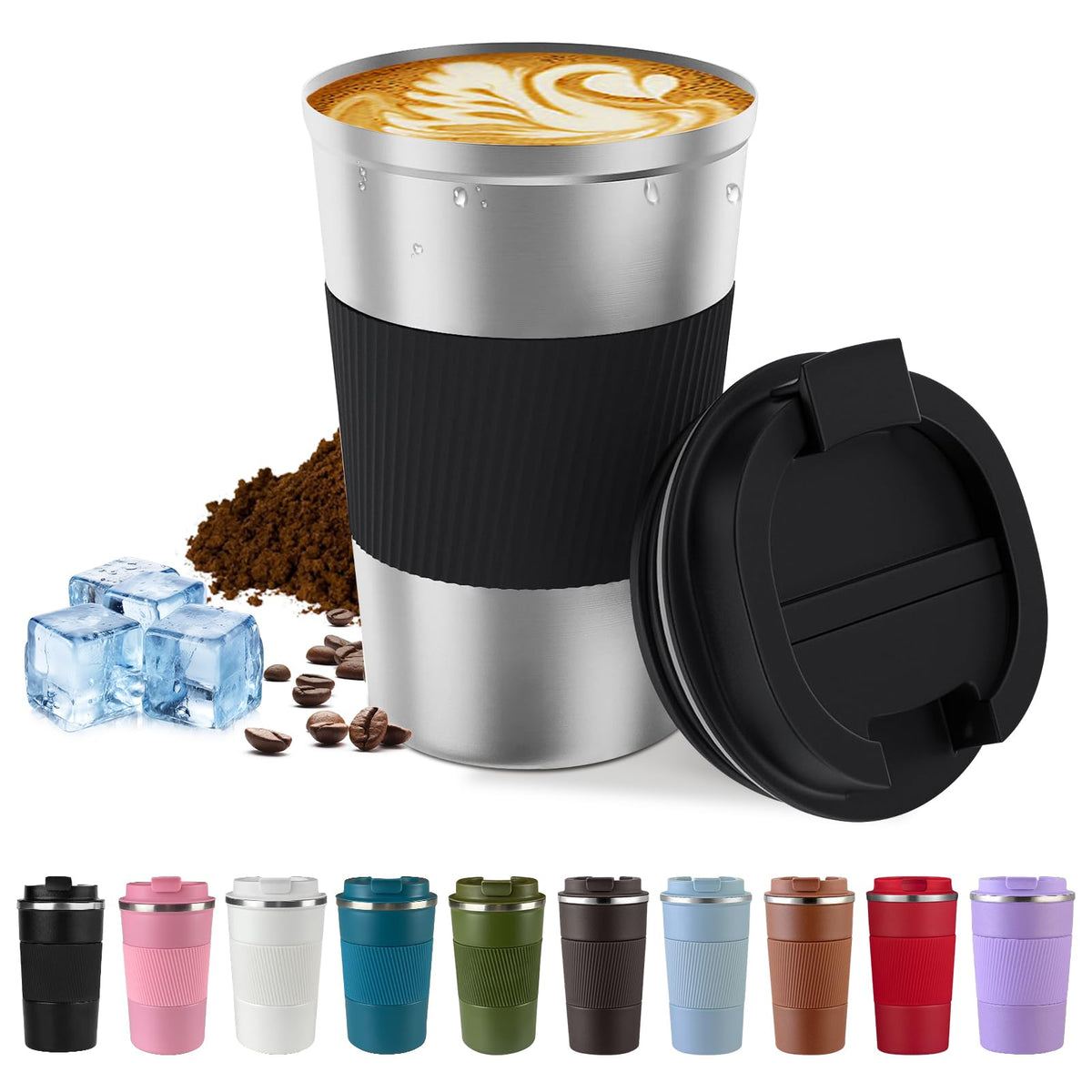 Vacuum Insulated Stainless Steel Travel Coffee Mug,Leak Proof Cup with Lid