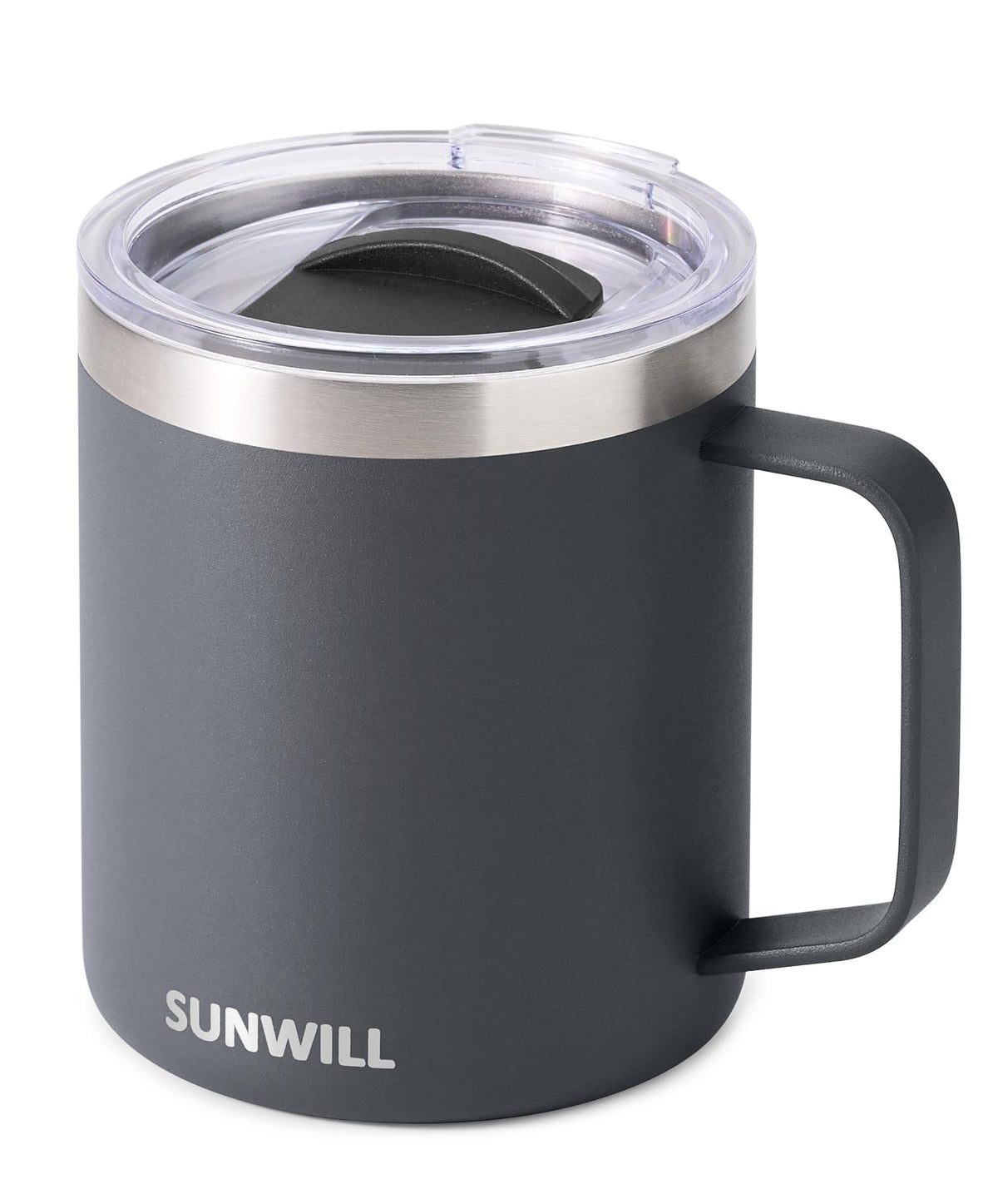 SUNWILL Insulated Coffee Mug, Stainless Steel 14 oz, Splash-Proof Lid