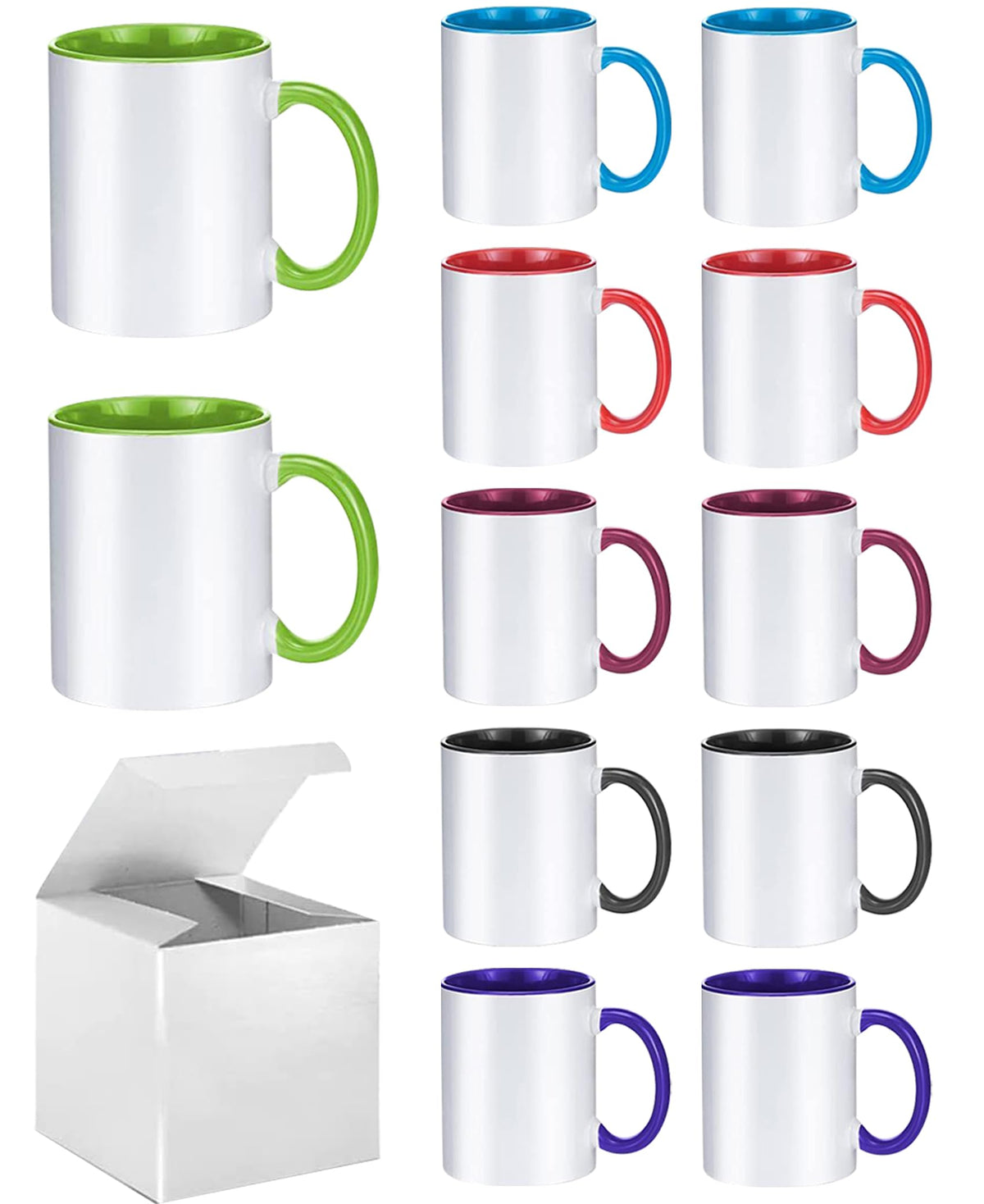 ABBSH Sublimation Mugs, Sublimation White Coffee Mugs Tazas Para Sublimacion Blank 11 OZ With Box for for Coffee, Soup, Tea, Milk, Latte, Hot Cocoa Set of 12