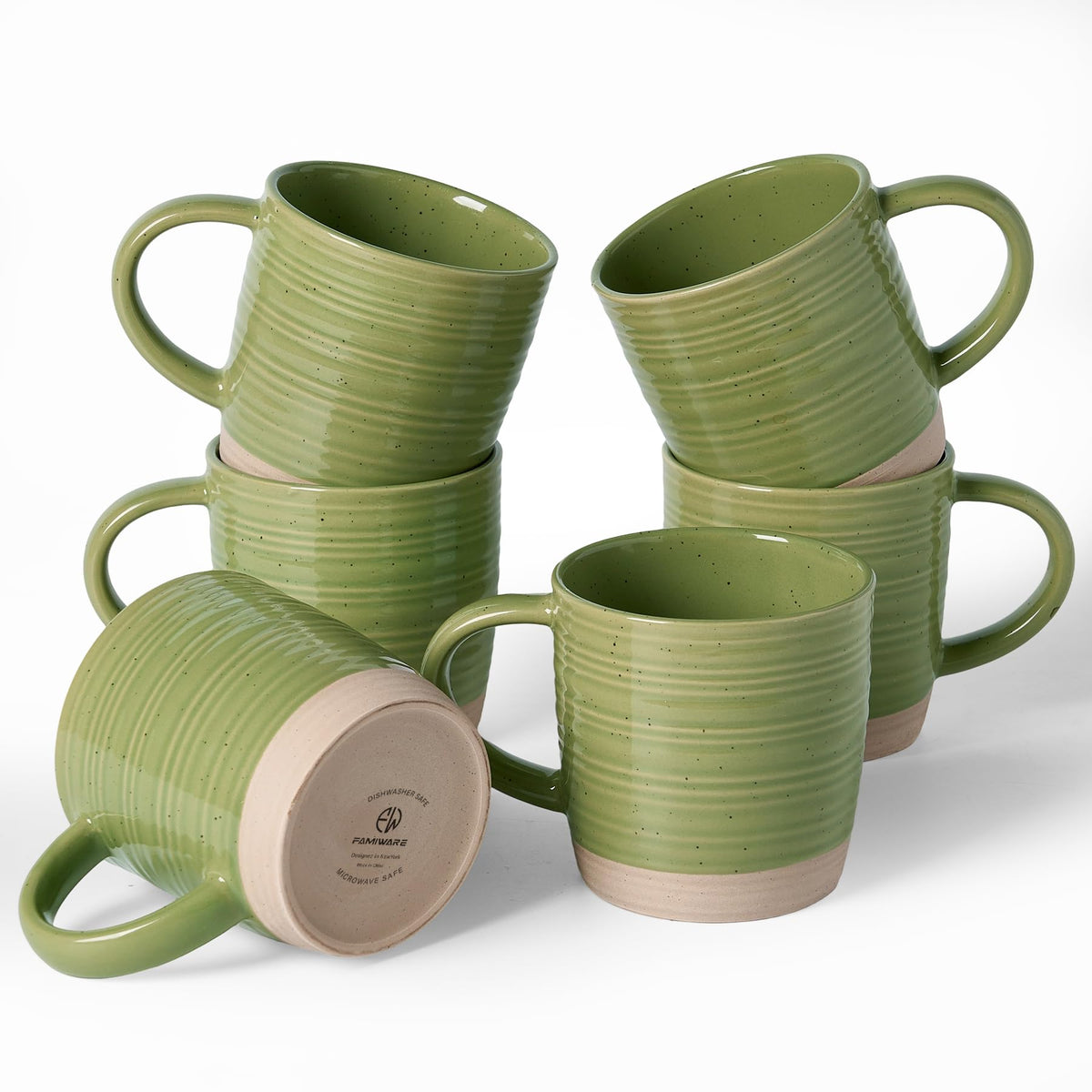 famiware Coffee Mugs Set of 6, 13 oz Mug Set, Ceramic Cup Set with Handle