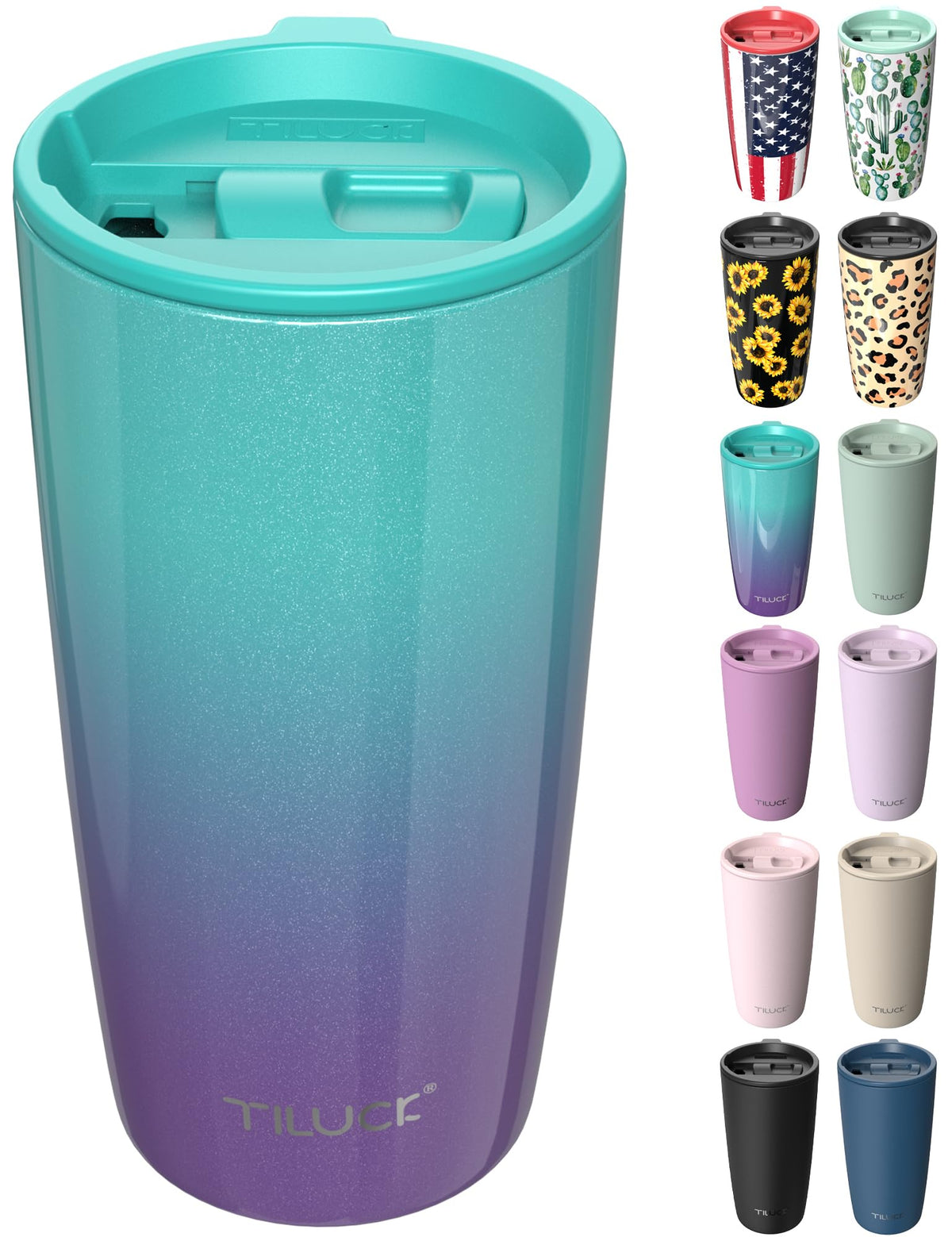 TILUCK 12 oz Insulated Coffee Mug with Lid and Handle