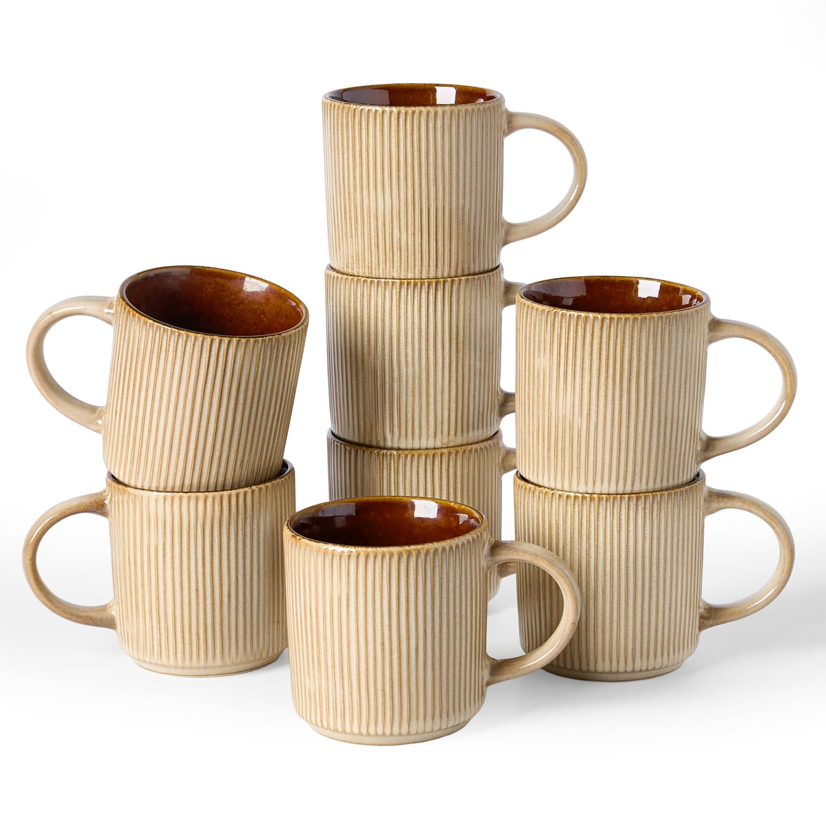 famiware Coffee Mug Set of 4, Star 12 oz Ceramic Mugs Cups Set with Handle
