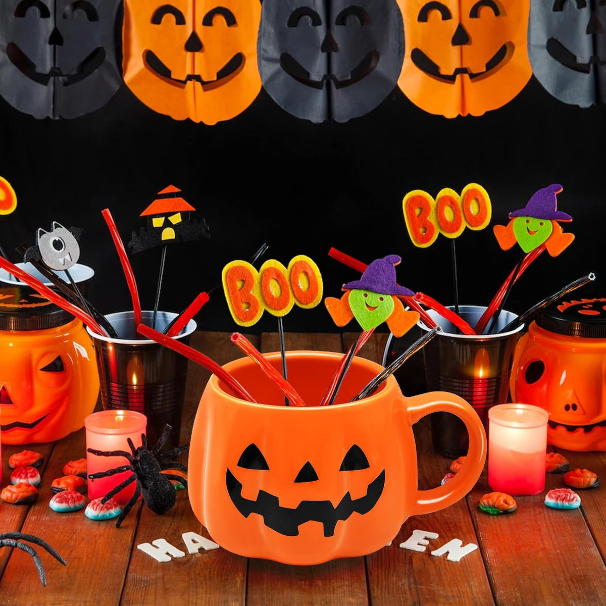 Halloween Pumpkin Mug, 13.5 OZ Orange Jack O Lantern Coffee Cup with Handle