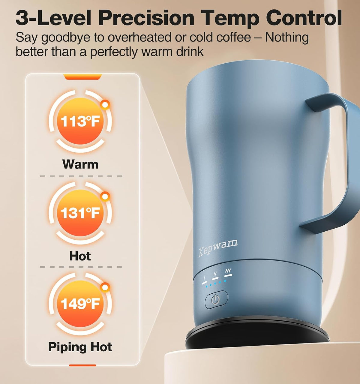 Kepwam Heated Coffee Mug T4, 16oz Smart Mug with Constant Temp Control