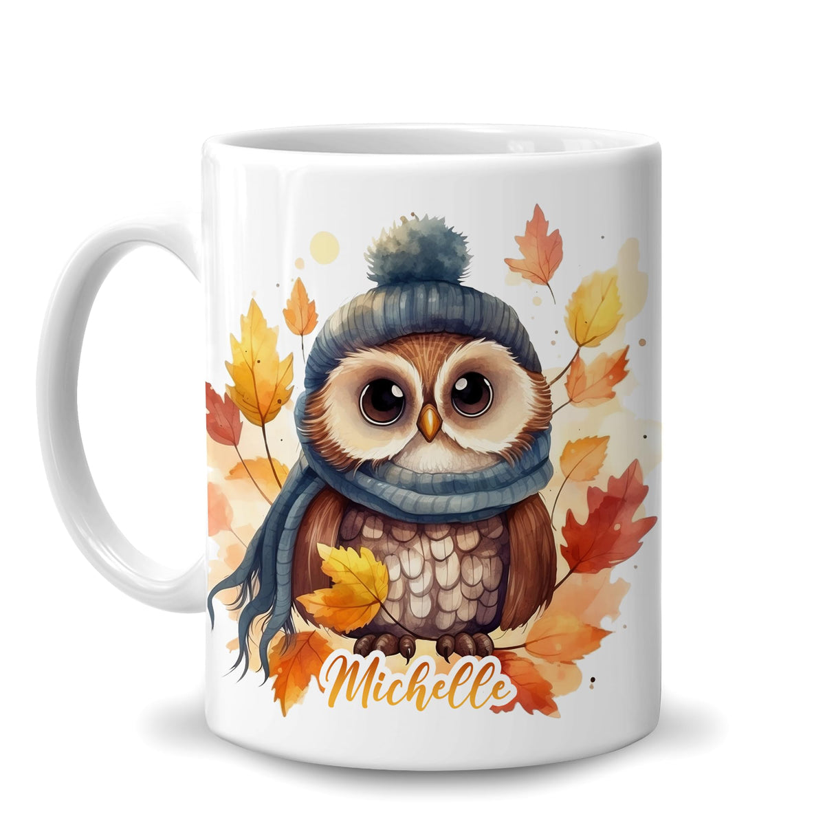 Hyturtle Fall Highland Cow Maple Leave Coffee Mug with Spoon Gift For Women
