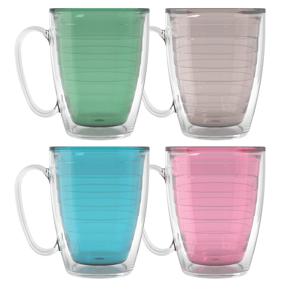 Tervis Clear & Colorful Tabletop Made in USA Double Walled Insulated Tumbler Travel Cup Keeps Drinks Cold & Hot, 16oz Mug, Clear