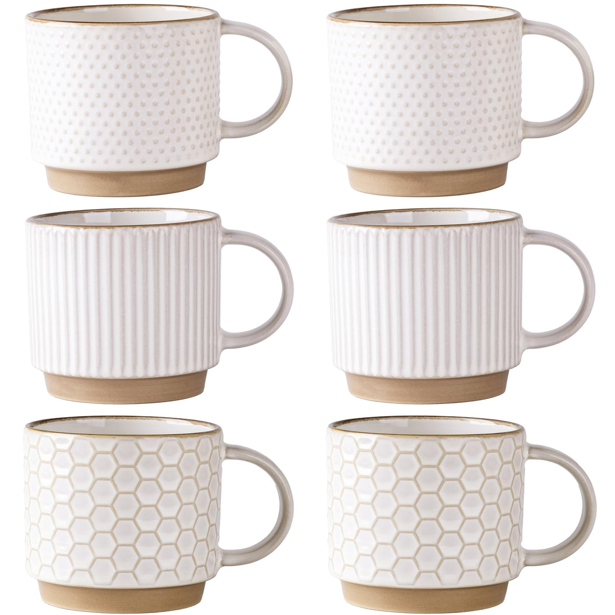 GBhome 15 OZ Stackable Coffee Mugs Set of 4, Ceramic Coffee Cups Set