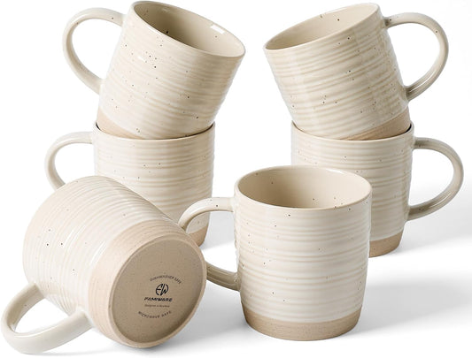 famiware Coffee Mugs Set of 6, 13 oz Mug Set, Ceramic Cup Set with Handle