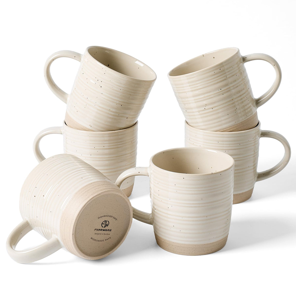 famiware Coffee Mugs Set of 6, 13 oz Mug Set, Ceramic Cup Set with Handle