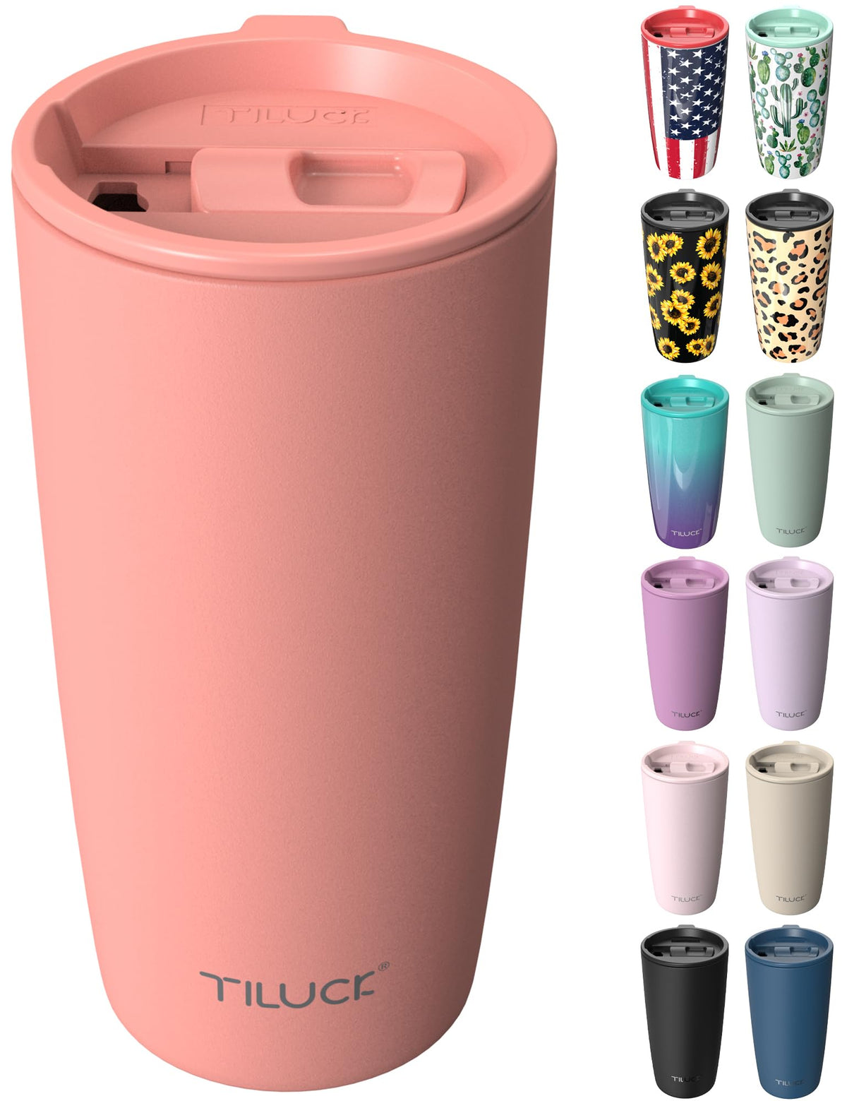 TILUCK 12 oz Insulated Coffee Mug with Lid and Handle