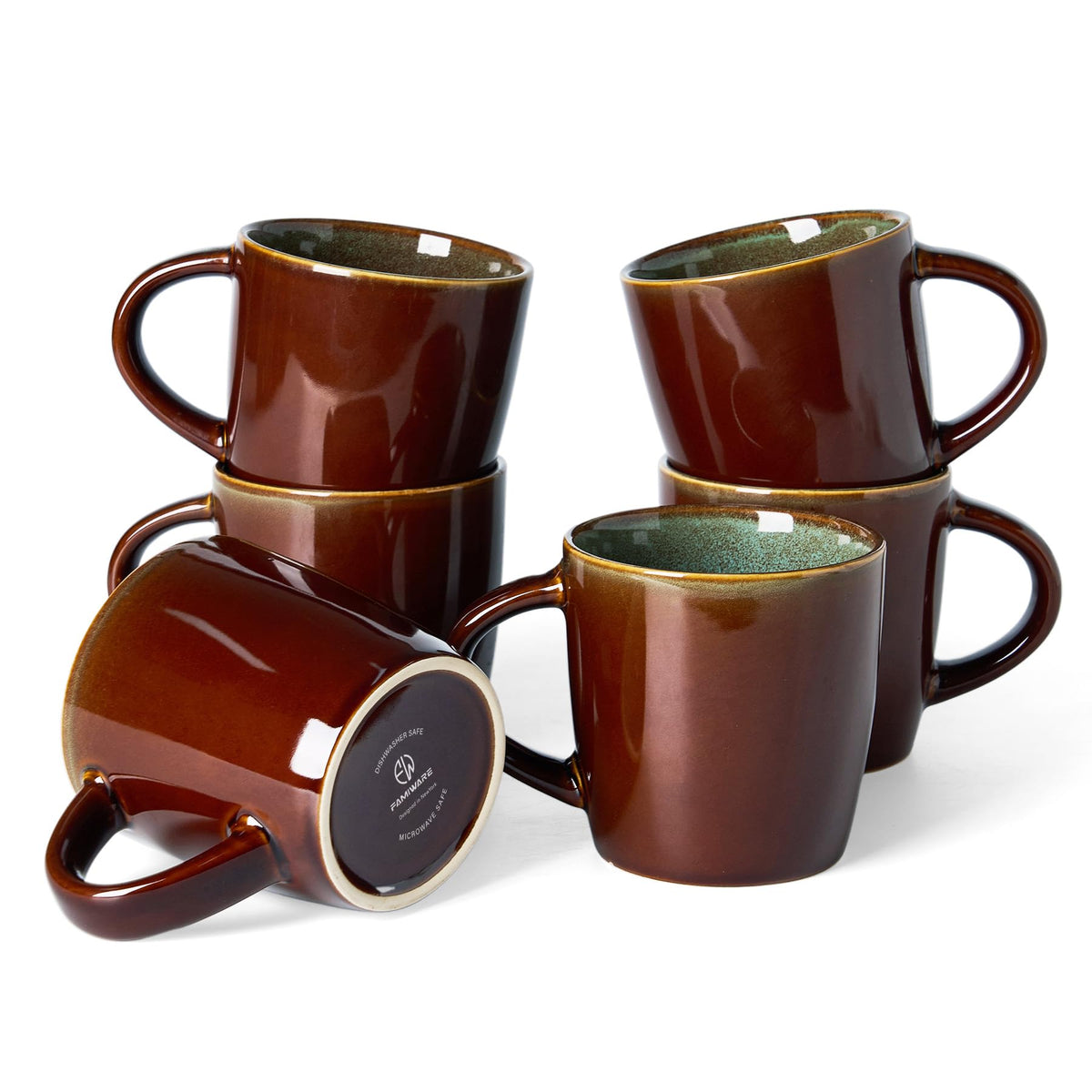 famiware Coffee Mugs Set of 6, 13 oz Mug Set, Ceramic Cup Set with Handle