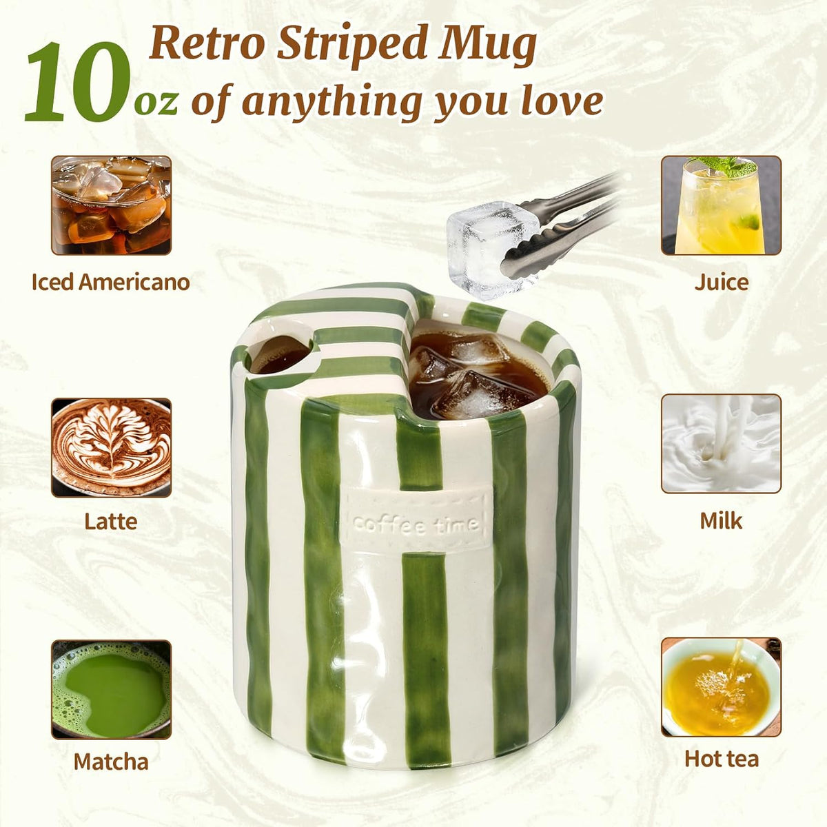 10 oz Ceramic Coffee Mug with Sip Hole & Silicone Sleeve, Green