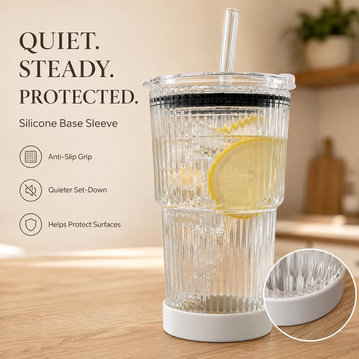 Dukars 20 oz Glass Iced Coffee Cups with Leakproof Lids and Tritan Straws