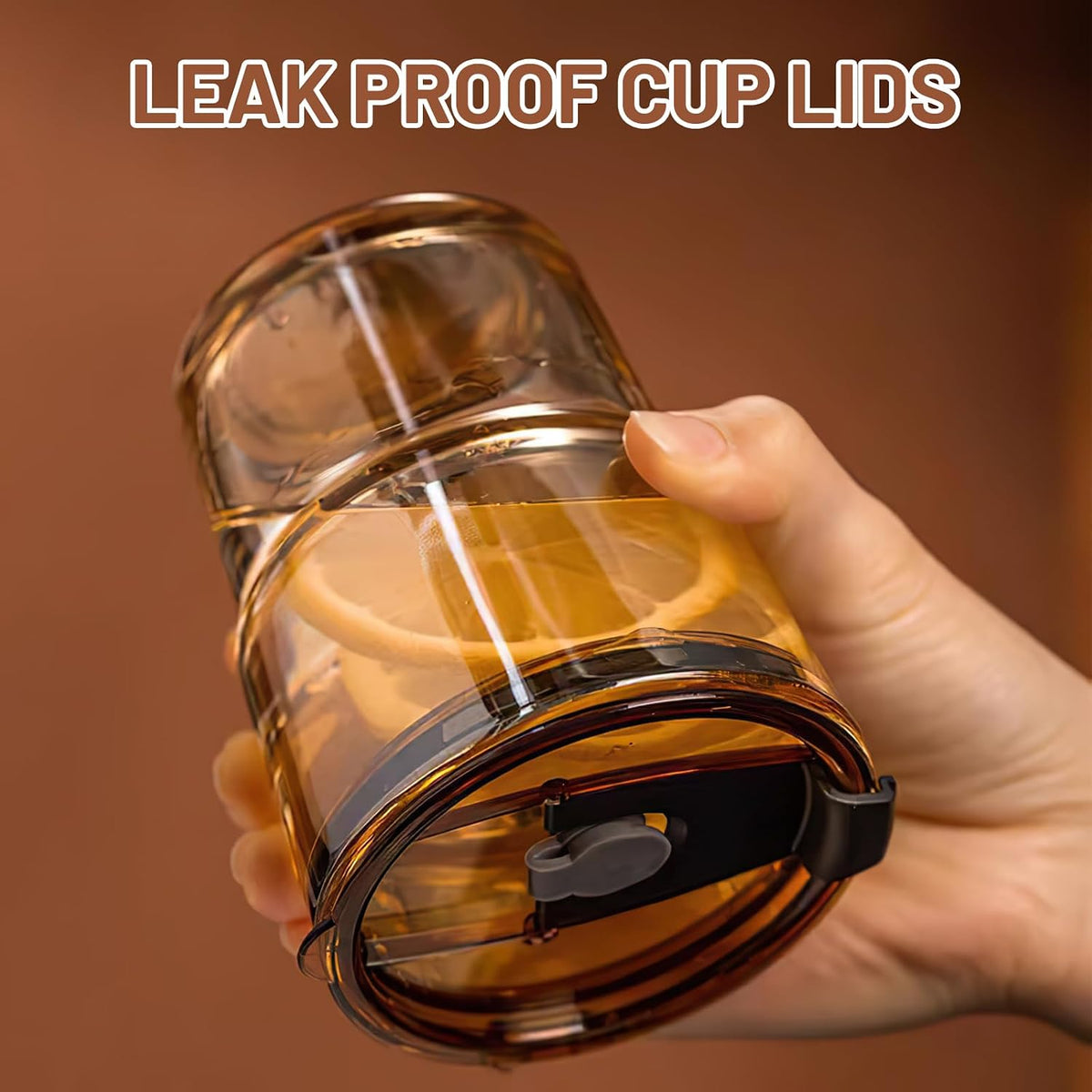 Luxfuel 13 oz Glass Cups with Lids and Straws Reusable Iced Coffee Tumbler